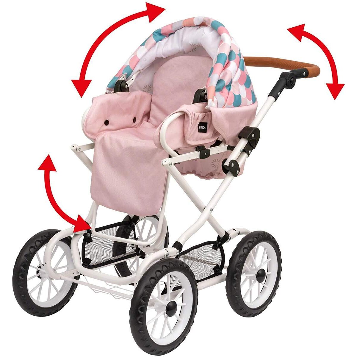 BRIO Puppenwagen Combi, Soft Pink mit Tropfen