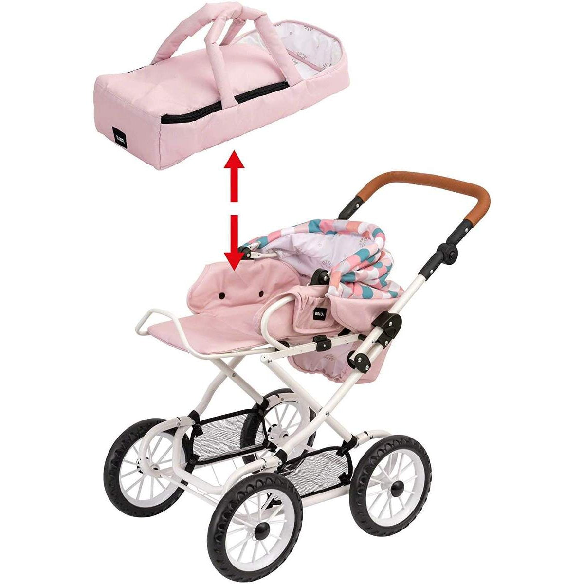 BRIO Puppenwagen Combi, Soft Pink mit Tropfen