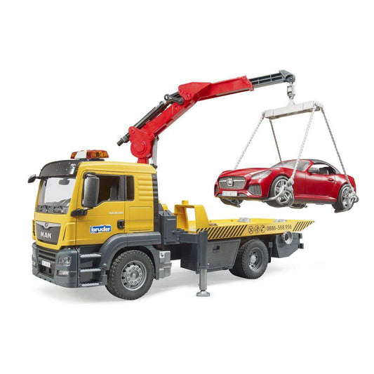 BRUDER® 3750 MAN TGS Abschlepp-LKW mit Roadster und Light & Sound Module