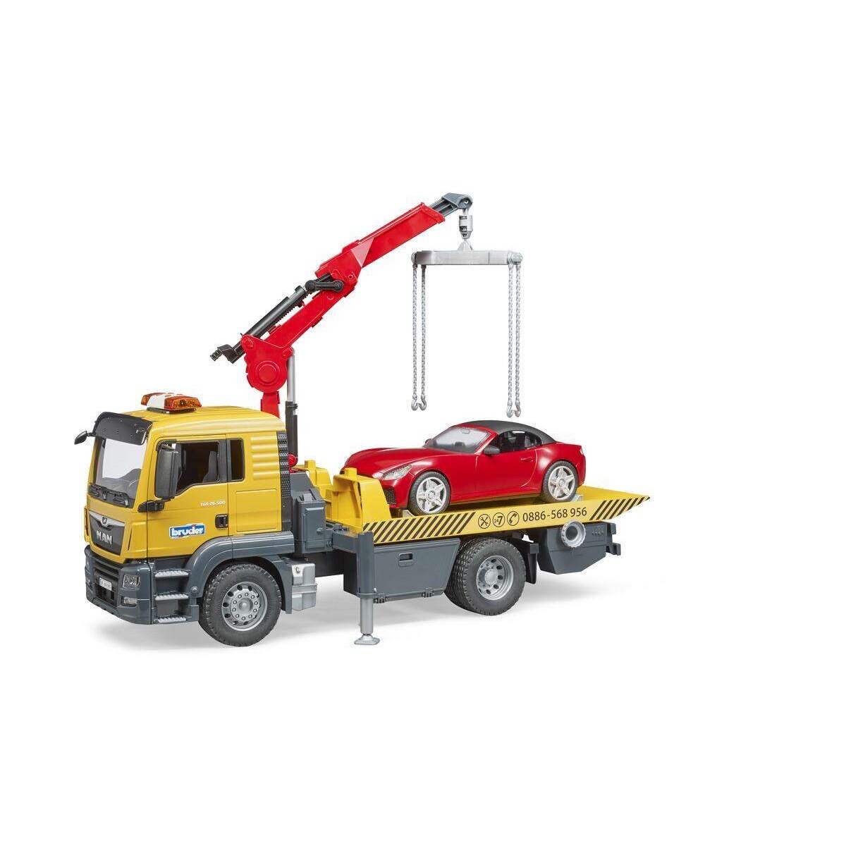 BRUDER® 3750 MAN TGS Abschlepp-LKW mit Roadster und Light & Sound Module