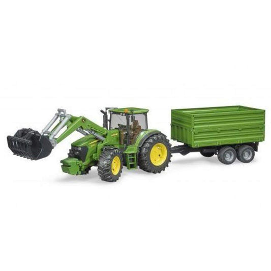 BRUDER® John Deere 7930 mit Frontlader und Tandemachs-Transportanhänger