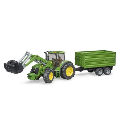 BRUDER® John Deere 7930 mit Frontlader und Tandemachs-Transportanhänger