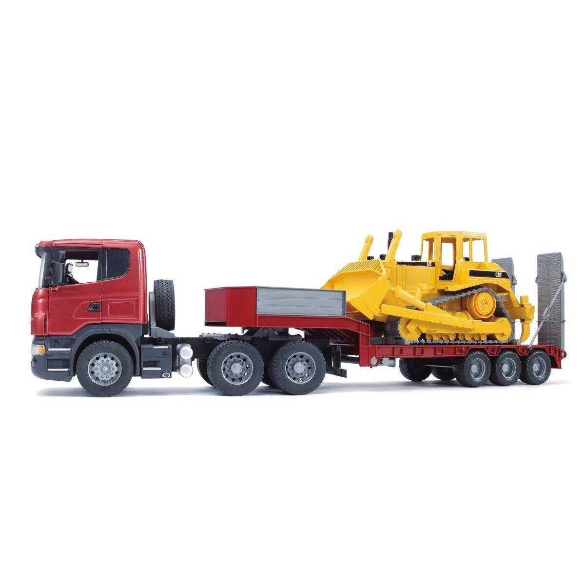 BRUDER® 3555 SCANIA R-Serie LKW mit Tieflader und Cat® Bulldozer