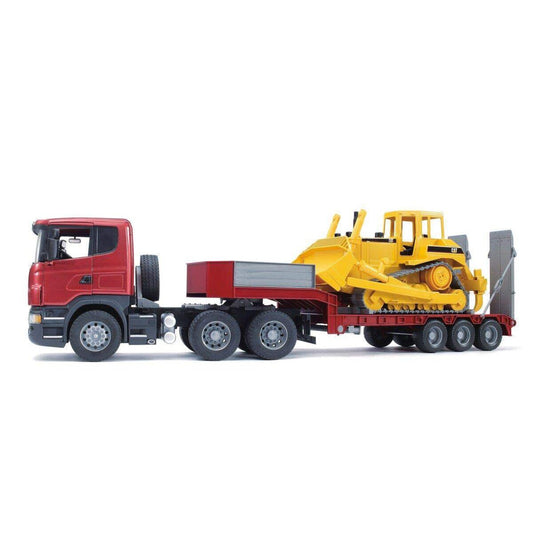 BRUDER® 3555 SCANIA R-Serie LKW mit Tieflader und Cat® Bulldozer