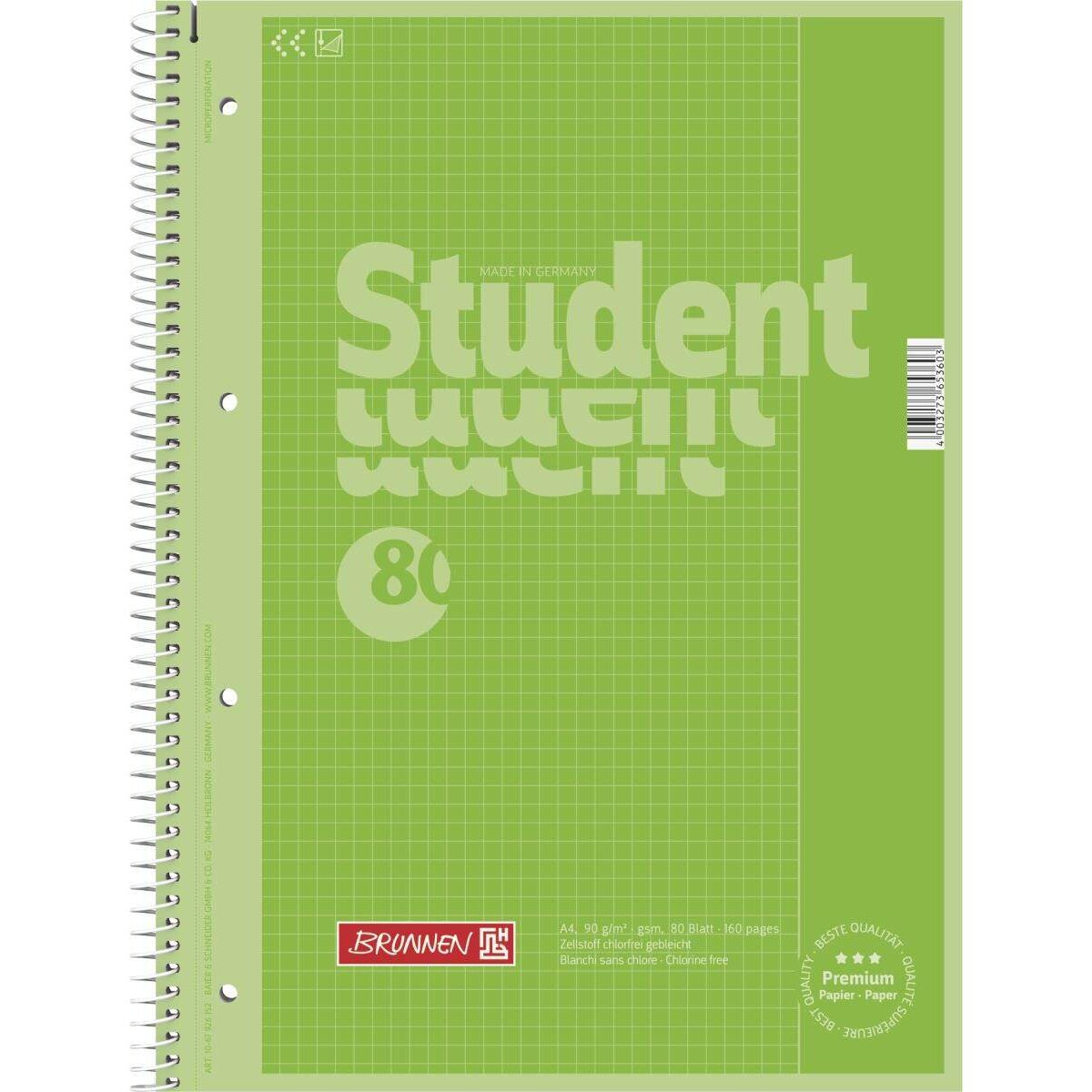 BRUNNEN Collegeblock Colour Code, kiwi, 90g/m², A4, 80 Blatt