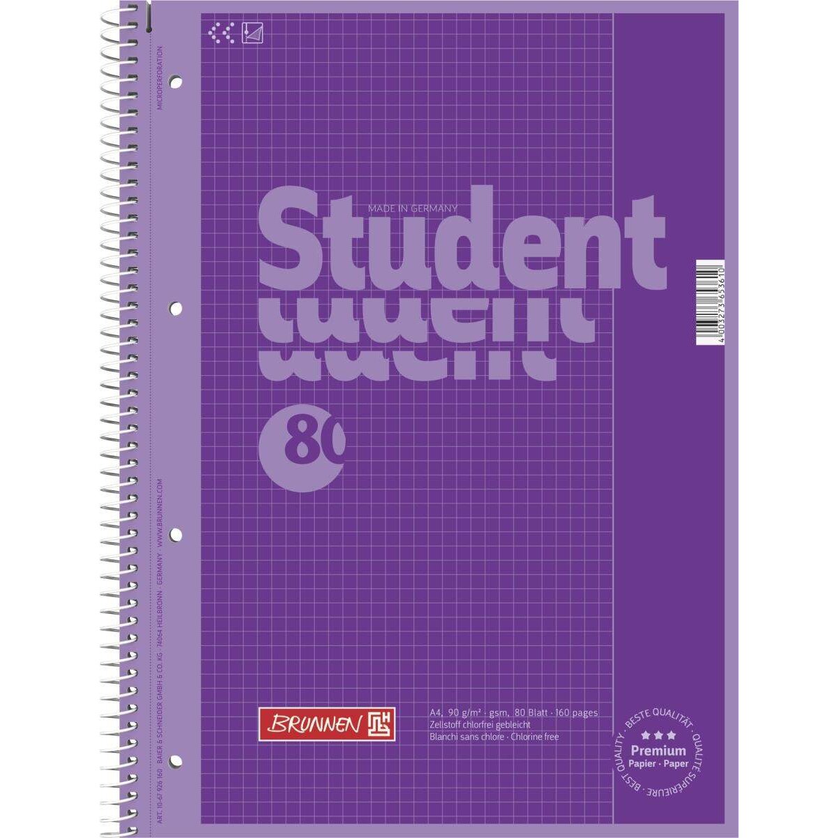 BRUNNEN Collegeblock Colour Code, purple, 90g/m², A4, 80 Blatt