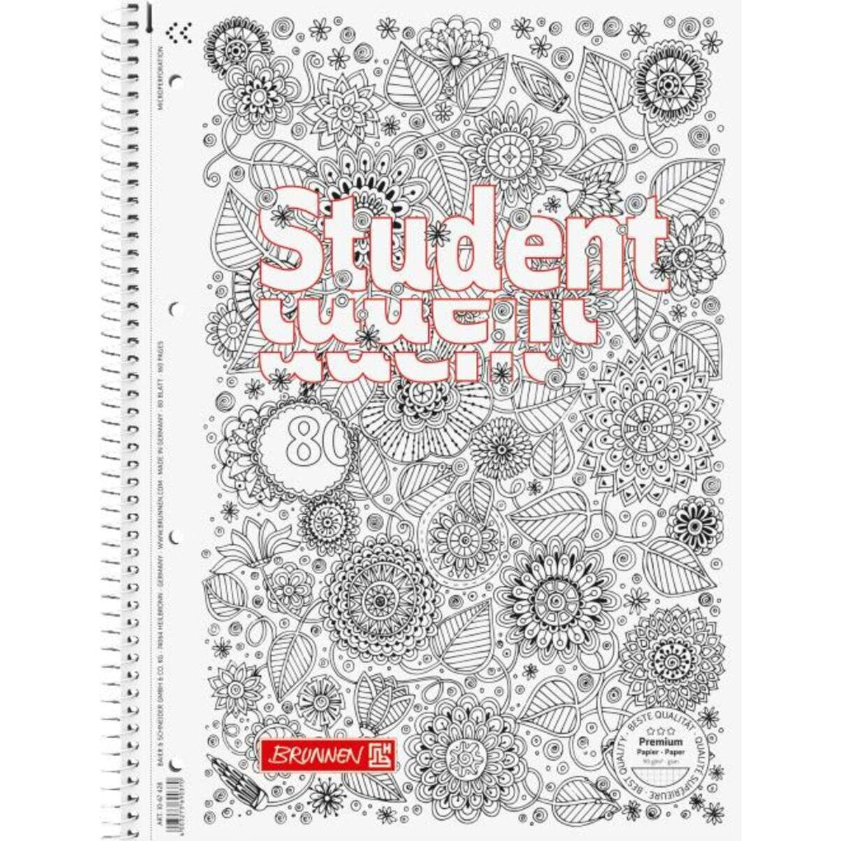 BRUNNEN Collegeblock Premium ZENart A4, 80 Blatt, Lineatur 28