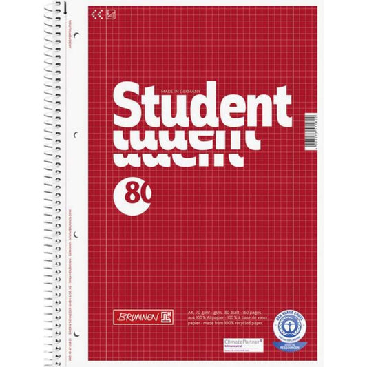 BRUNNEN Collegeblock Student, A4, 80 Blatt, gelocht, Lineatur 28
