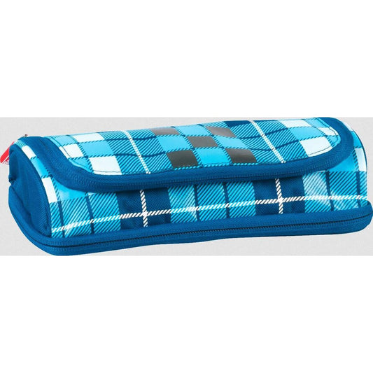 BRUNNEN Combi-Etui Duo oval Karo blau/grau