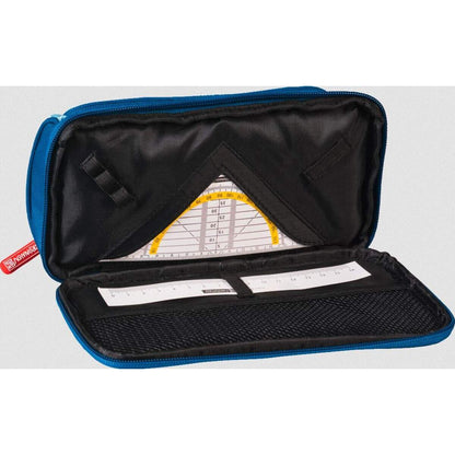 BRUNNEN Combi-Etui Duo oval Karo blau/grau