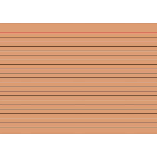 BRUNNEN Karteikarten A5 liniert,orange , 6 mm Zeilenabstand, rote Kopflinie, graue Querlinien