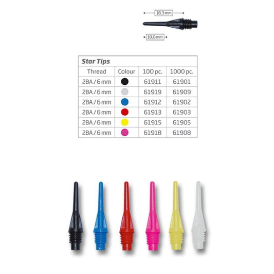BULL'S Darts Star Soft Tips 6mm(2BA) 100/schwarz