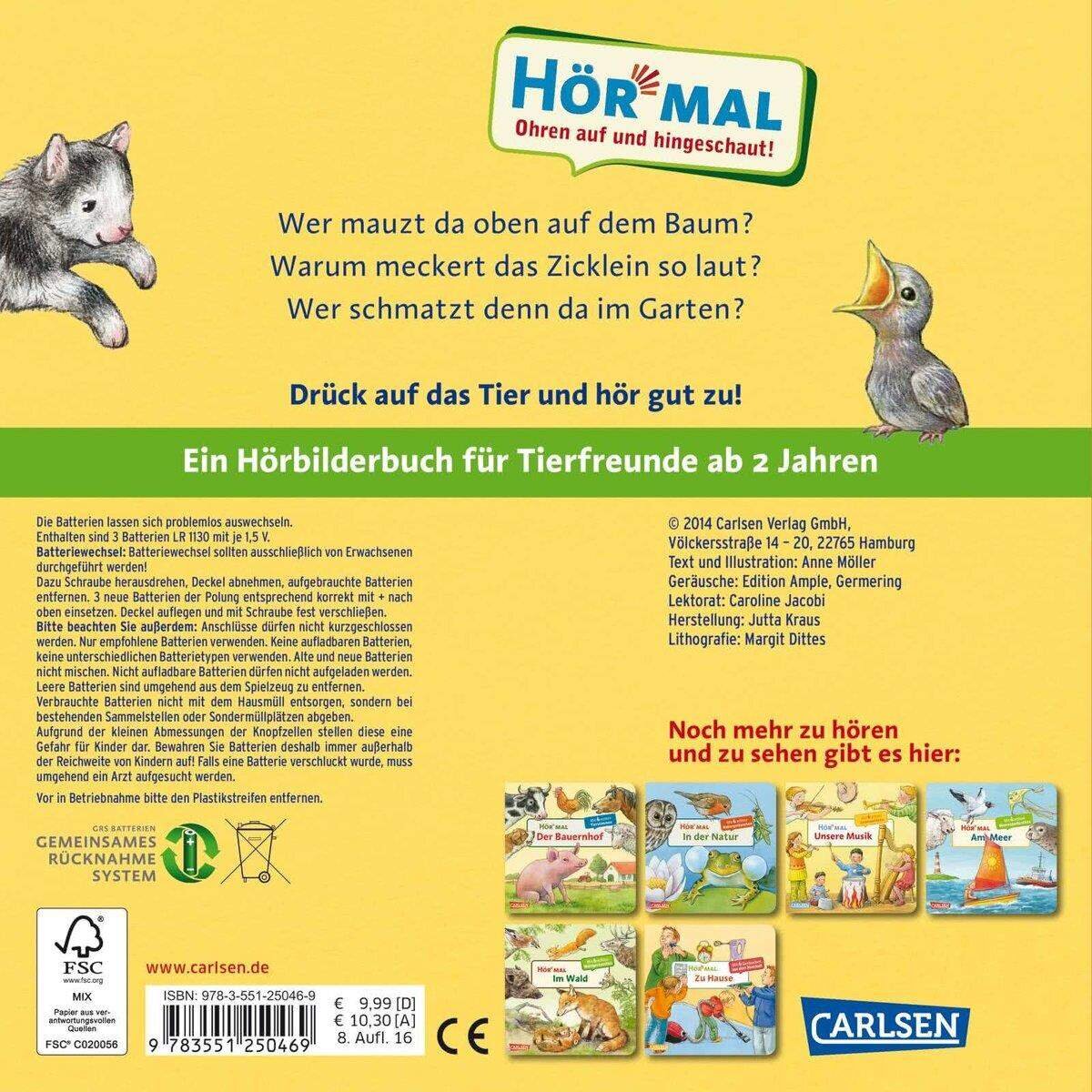 Carlsen Verlag Hör mal - Die Tierkinder, Soundbuch