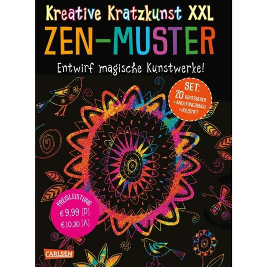 Carlsen Verlag Kreative Kratzkunst: XXL Zen Muster Set mit 20 Kratztafeln