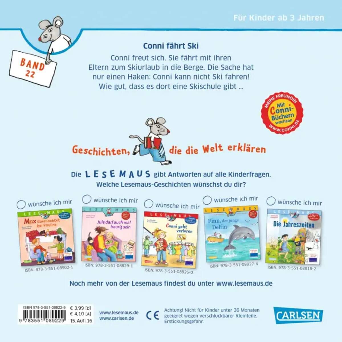 Carlsen Verlag LESEMAUS 22: Conni fährt Ski