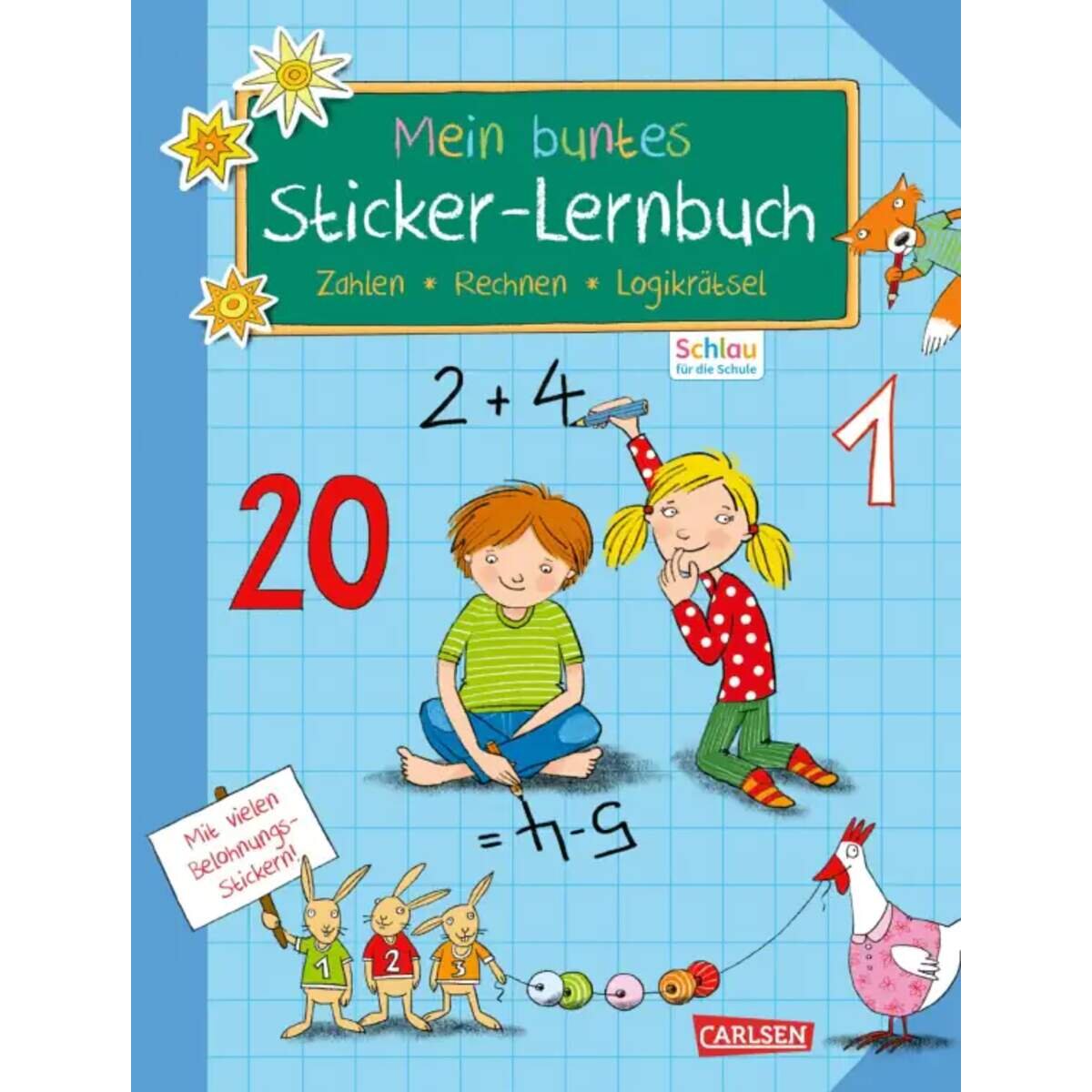 Carlsen Verlag Schlau für die Schule: Mein buntes Sticker-Lernbuch: Zahlen, Rechnen, Logikrätsel