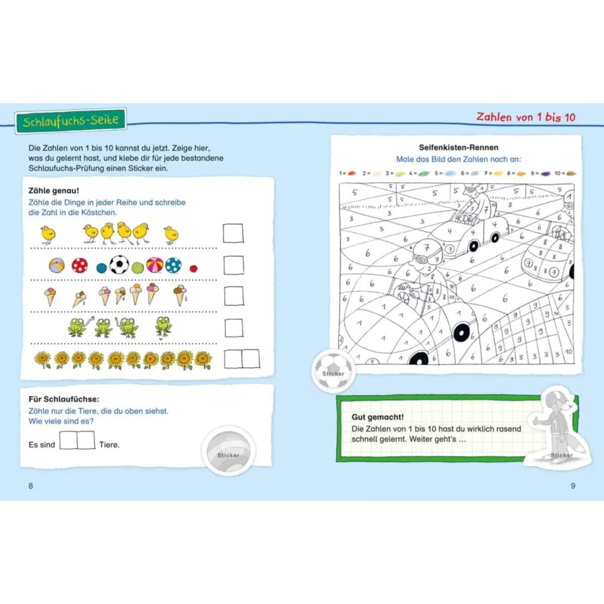 Carlsen Verlag Schlau für die Schule: Mein buntes Sticker-Lernbuch: Zahlen, Rechnen, Logikrätsel
