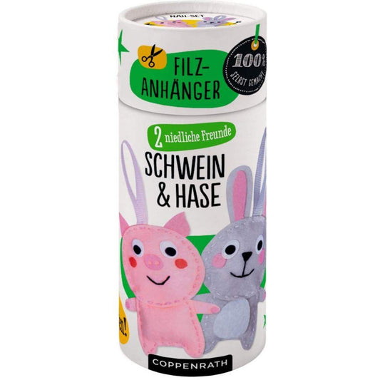 Coppenrath Näh-Set: Filzanhänger 2 niedliche Freunde Schwein & Hase
