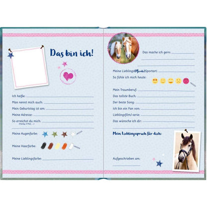 Coppenrath Verlag Freundebuch: Pferdefreunde - Pferd am Meer (blau)