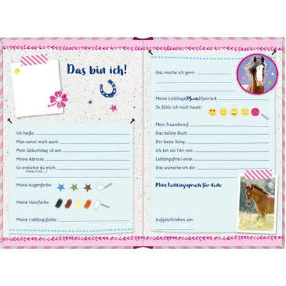 Coppenrath Verlag Freundebuch: Pferdefreunde - Stute mit Fohlen (pink)