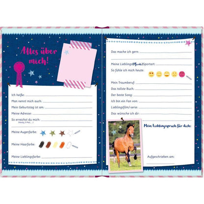 Coppenrath Verlag Freundebuch: Pferdefreunde - Stute mit Fohlen (pink)