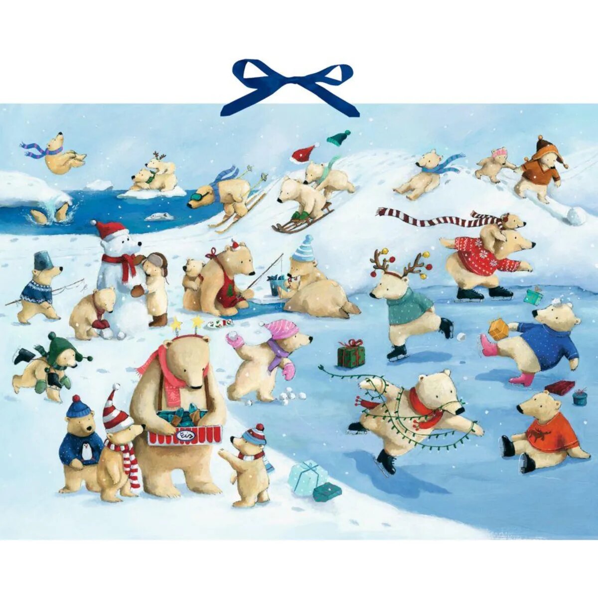 Coppenrath Verlag Fröhliche Eisbären-Weihnacht, Wand-Adventskalender