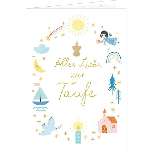 Coppenrath Verlag Grußkarte - Alles Liebe zur Taufe (mit kl. Engelanhänger)