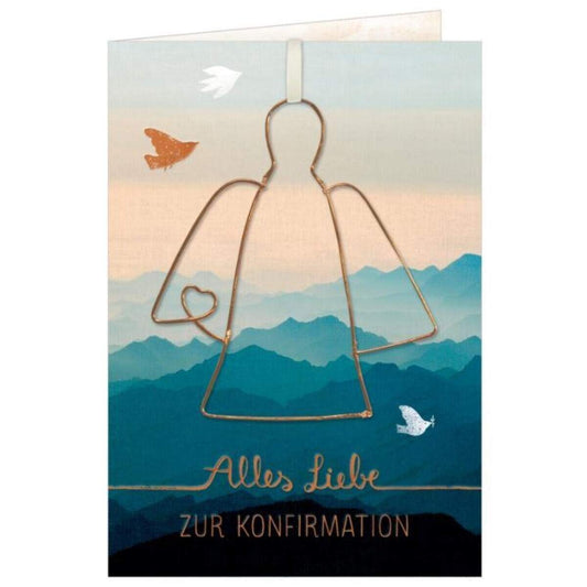 Coppenrath Verlag Grußkarte Alles Liebe zur Konfirmation mit Drahtanh. Engel