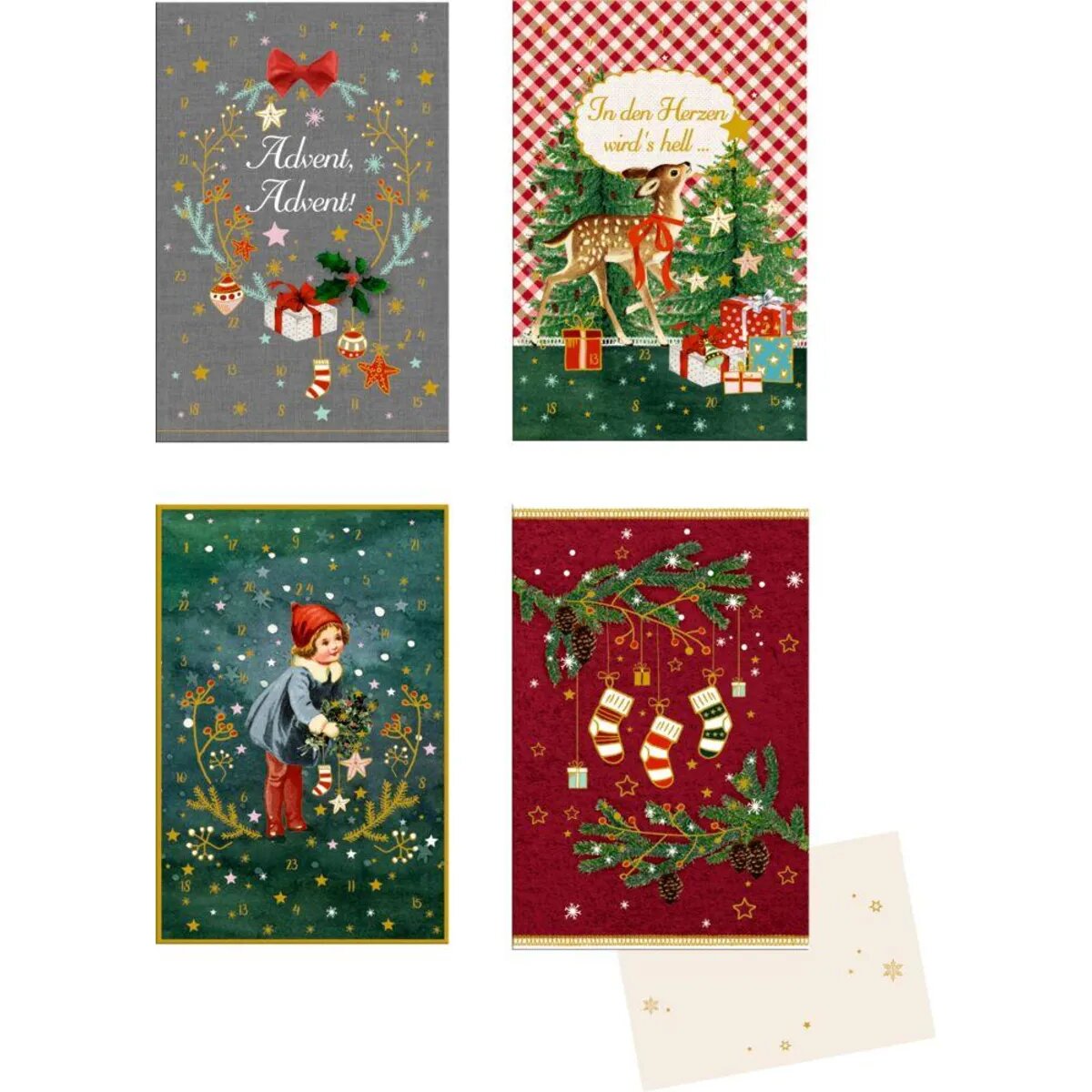 Coppenrath Verlag In den Herzen wird's hell, Mini-Adventskal.-Sort. (4x6 Ex.)