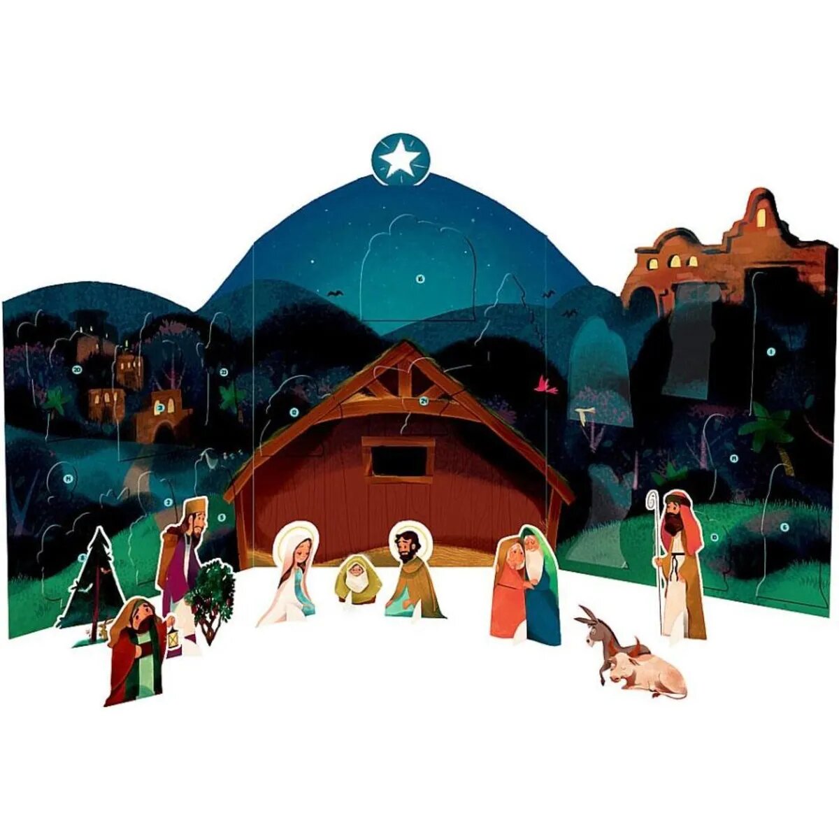 Coppenrath Verlag Meine zauberhafte Weihnachtskrippe, Aufstell-Adventskalender