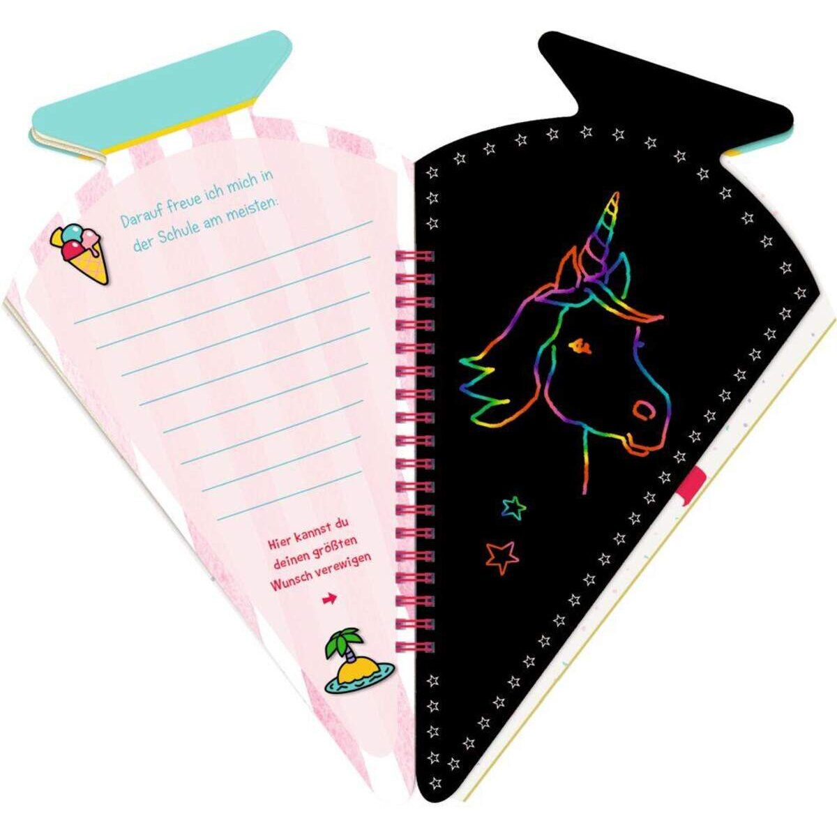 Coppenrath Verlag Schultü.-Kratzelbuch Funny Patches,pink  Hurra, endl.Schule!