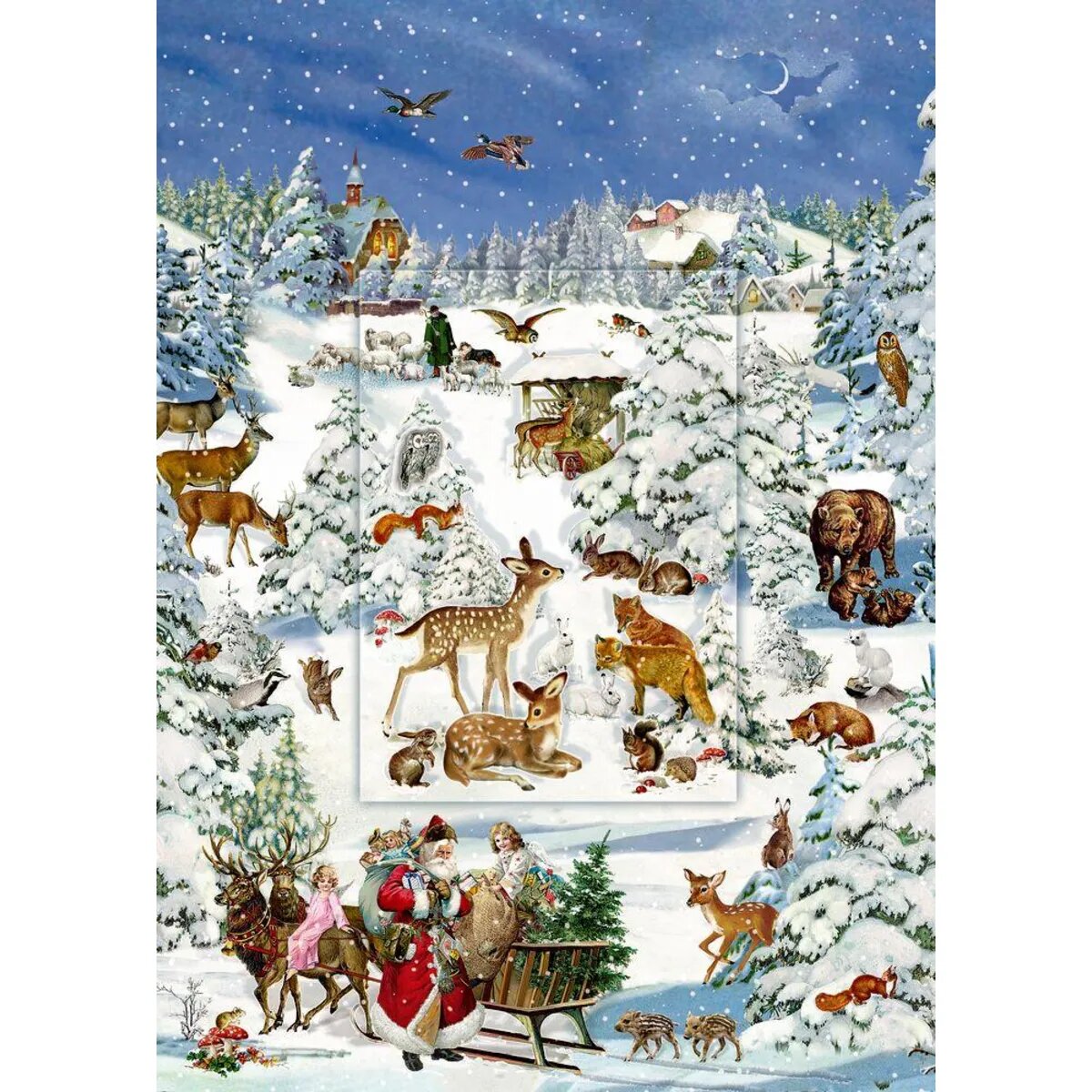 Coppenrath Verlag Tiere in Schneelandschaft, Wand-Adventskal.A4 mit 3D (Behr)