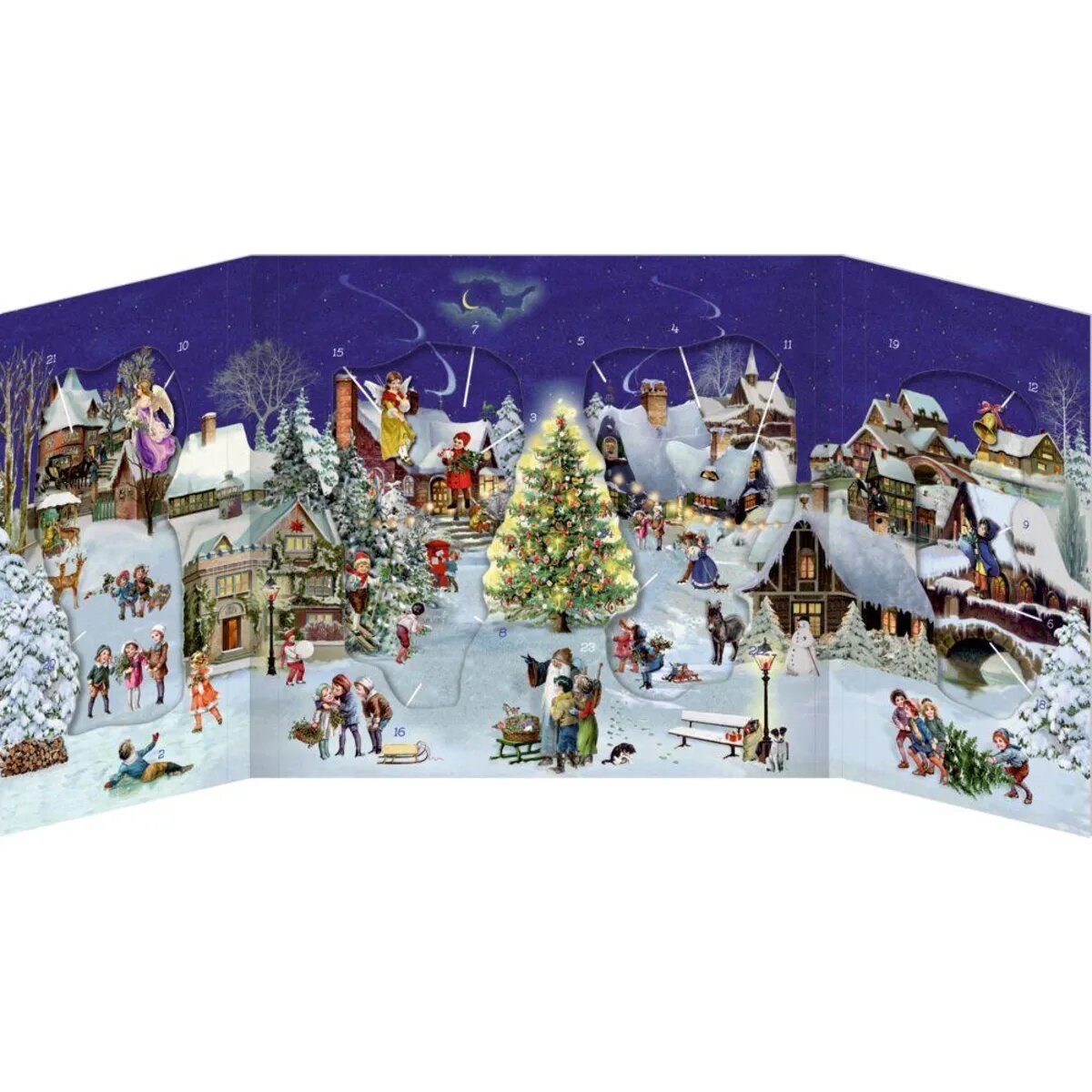 Coppenrath Verlag Winterabend im Dorf, Aufstell/Schiebe-Adventskalender (Behr)