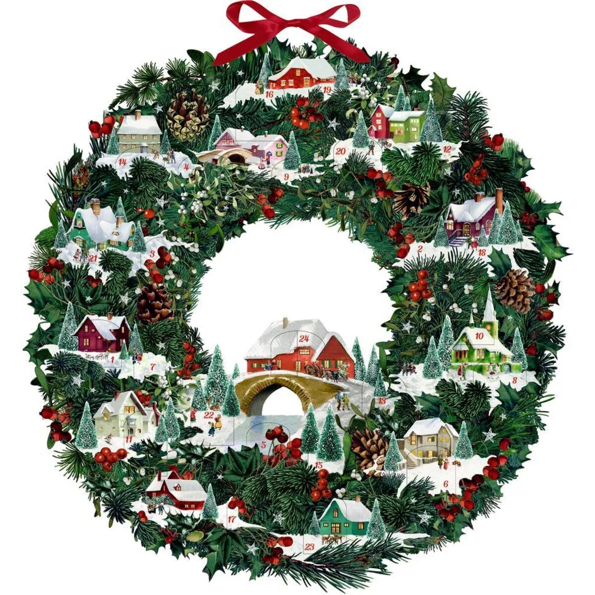 Coppenrath Verlag Winterhäuschen-Weihnachtskranz, Wand-Adventskal. (Behr)