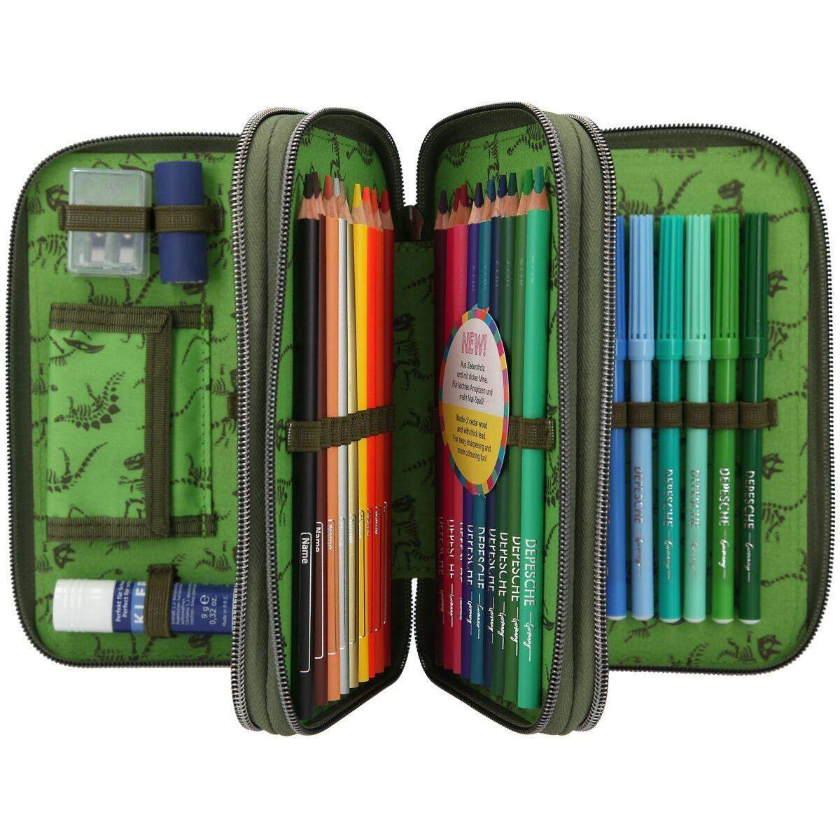 Depesche Dino World 3-Fach Federtasche LED