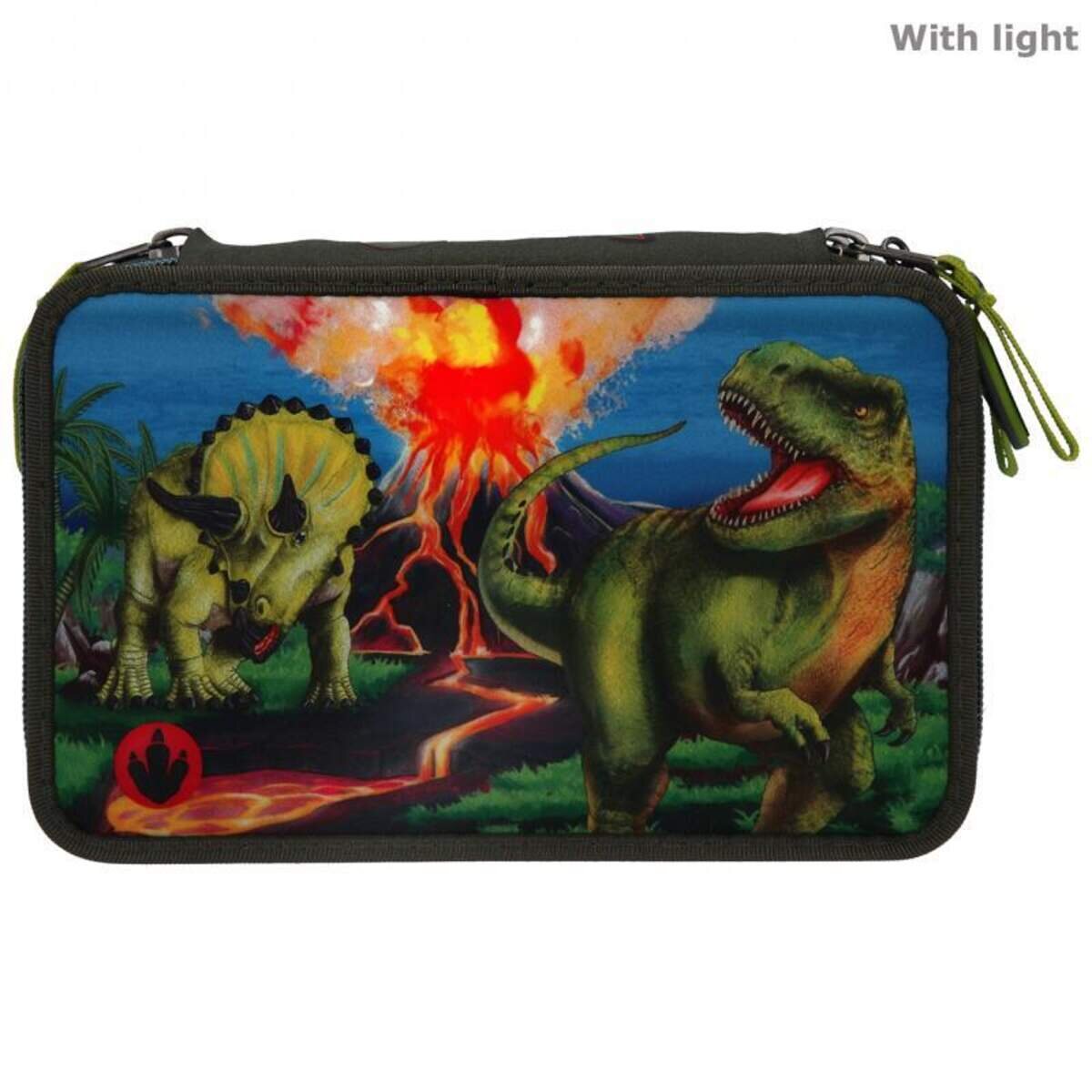 Depesche Dino World 3-Fach Federtasche LED