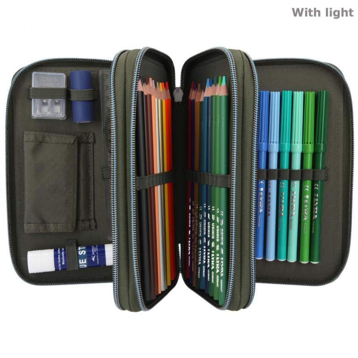Depesche Dino World 3-Fach Federtasche LED