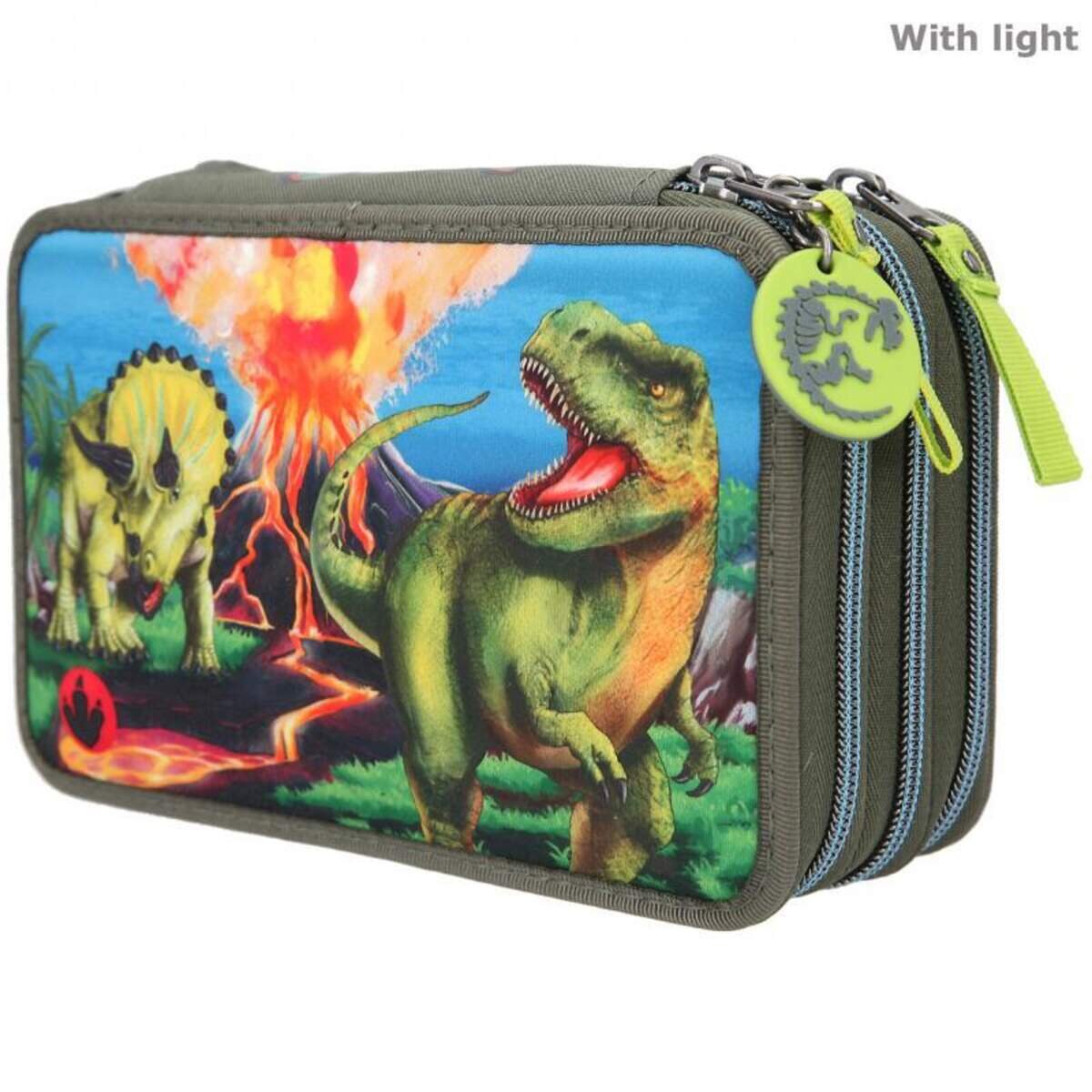 Depesche Dino World 3-Fach Federtasche LED