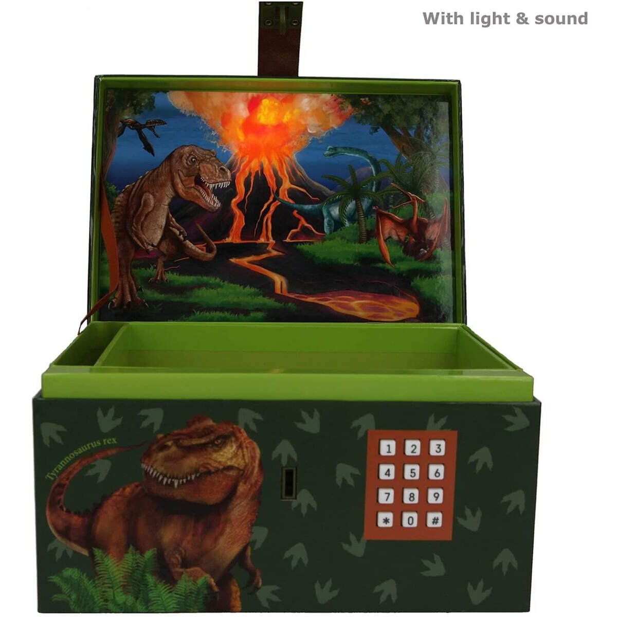 Depesche Dino World Schatztruhe mit Code, Sound und Licht