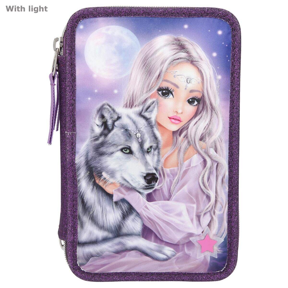 Depesche Fantasy Model 3-Fach Federtasche Wolf LED