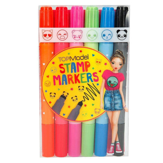 Depesche TOPModel Fasermaler mit Stempel, 6 Stück