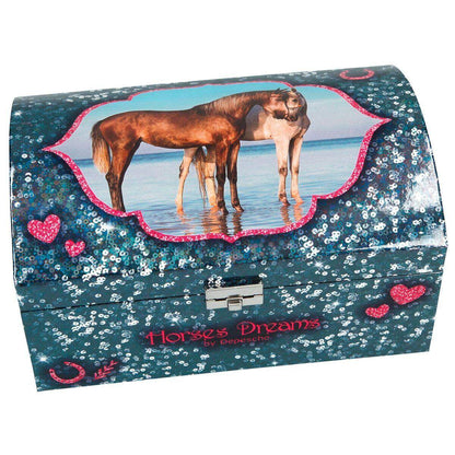 Depesche Horses Dreams Schmuckkästchen mit Geheimfach, Motiv 1, blau