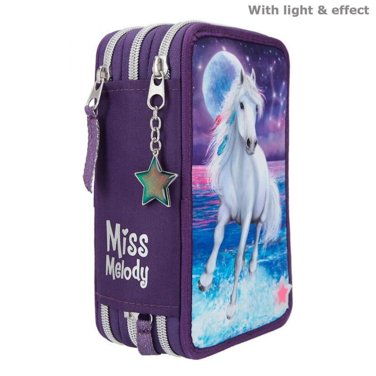 Depesche Miss Melody 3-Fach Federtasche LED Northern Lights
