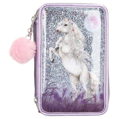 Depesche Miss Melody 3-Fach Federtasche Glitzer, Lila