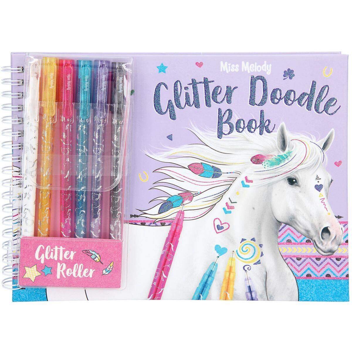 Depesche Miss Melody Glitter Doodle Book mit Glitter Stifte-Set