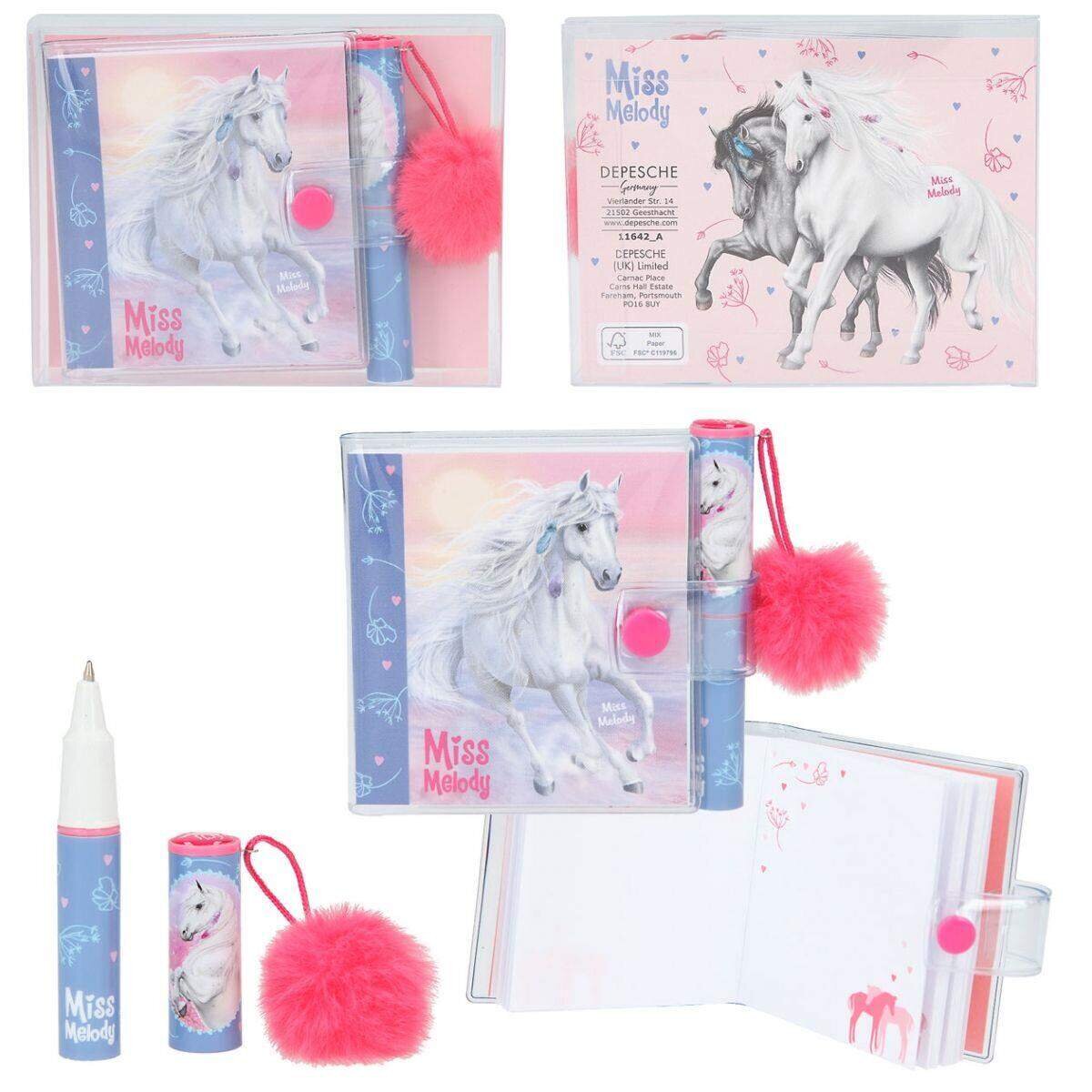 Depesche Miss Melody Mini Schreibblock mit Kugelschreiber, 1 Set, 2-fach sortiert