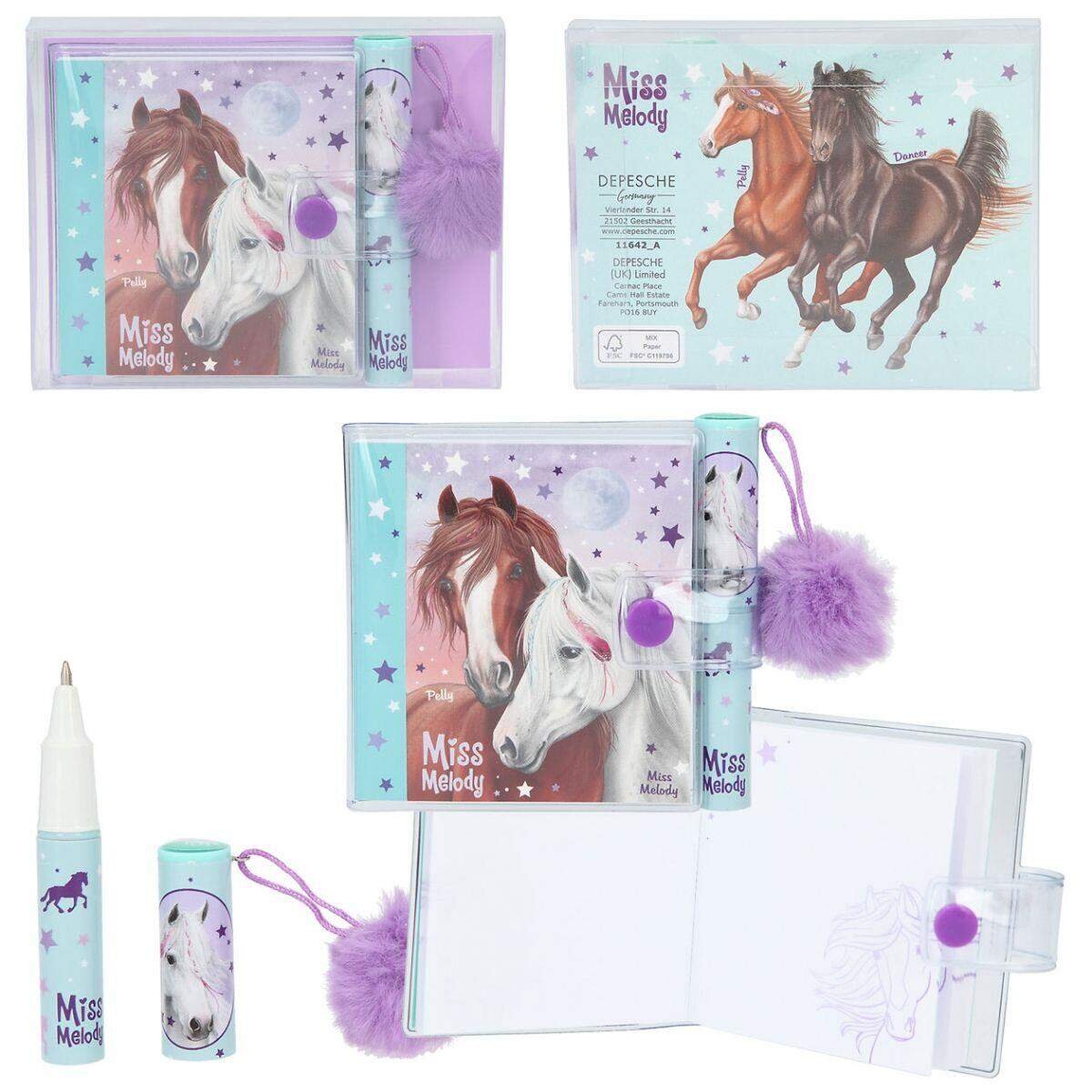 Depesche Miss Melody Mini Schreibblock mit Kugelschreiber, 1 Set, 2-fach sortiert