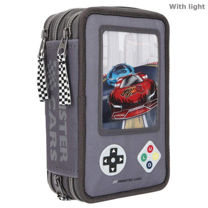 Depesche Monster Cars 3-Fach Federtasche LED Gamer