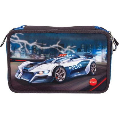 Depesche Monster Cars Federtasche Tripledecker Polizei mit LED, gefüllt