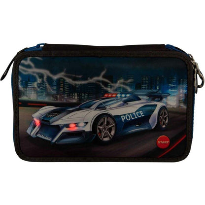 Depesche Monster Cars Federtasche Tripledecker Polizei mit LED, gefüllt